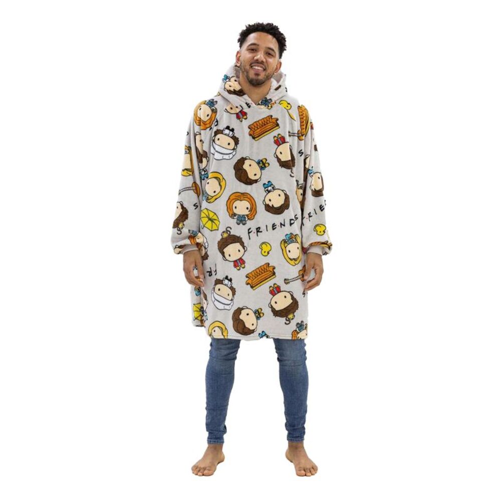 Friends Unisex Adult Fleece Sherpa Lined Oversized Blanket Hoodie / Multicolored